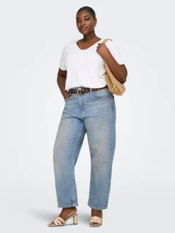 CARFRANKIE Hög midja Barrel-passform Ankellängd Jeans