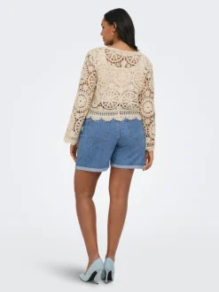 CARLAURA Hög midja denim shorts