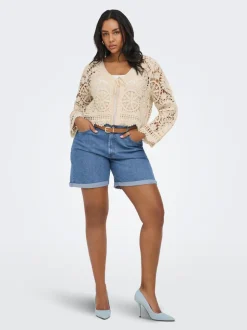 CARLAURA Hög midja denim shorts