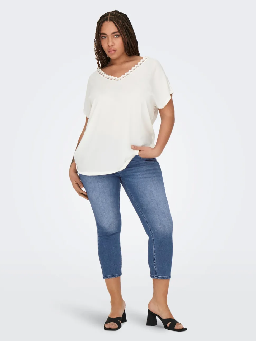 CARWILLY Medelhög midja capri Skinny Fit Jeans