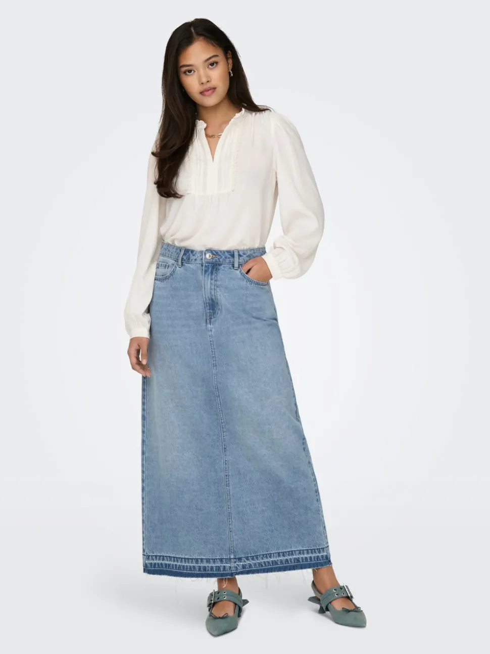 JDYBELLA Denim Jeanskjol Lång kjol