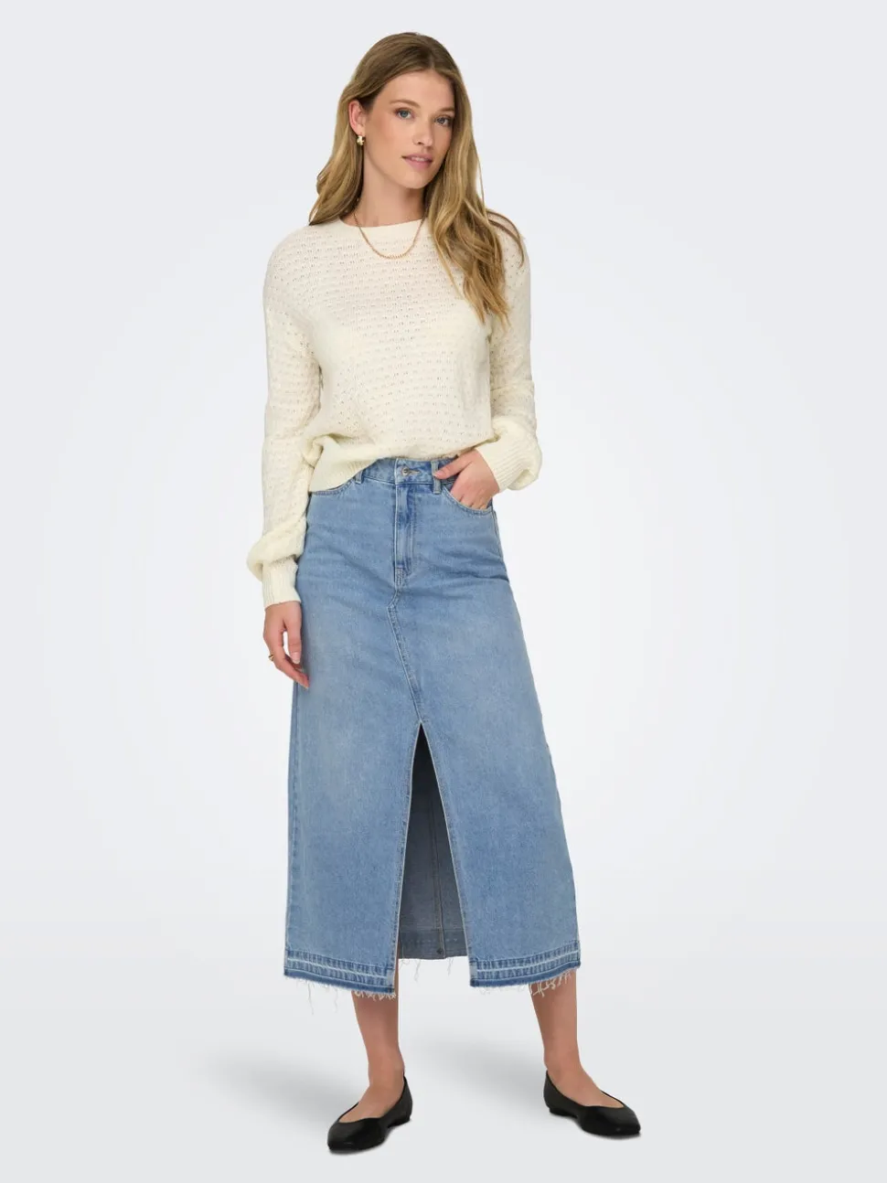 JDYBELLA Denim Jeanskjol Midikjol