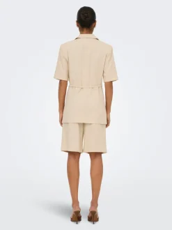JDYNAOMI Medelhög midja Lös passform Linne Bermudashorts