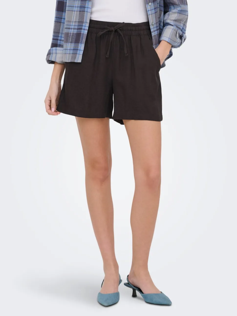 JDYSAY Hög midja Normal passform Linne Shorts