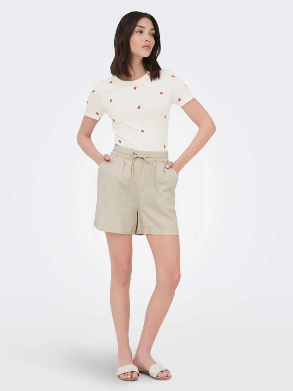 JDYSAY Hög midja Normal passform Linne Shorts