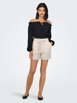 JDYSAY Medelhög midja Normal passform Linne Shorts