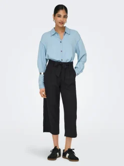 ONLCARO Cropped Fit Linne Byxor med vida ben