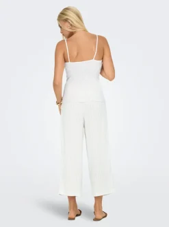 ONLCARO Cropped Fit Linne Byxor med vida ben
