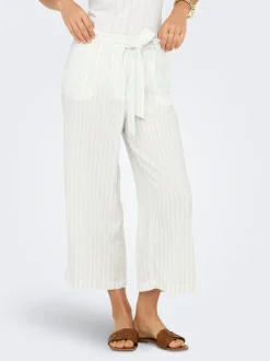 ONLCARO Cropped Fit Linne Byxor med vida ben