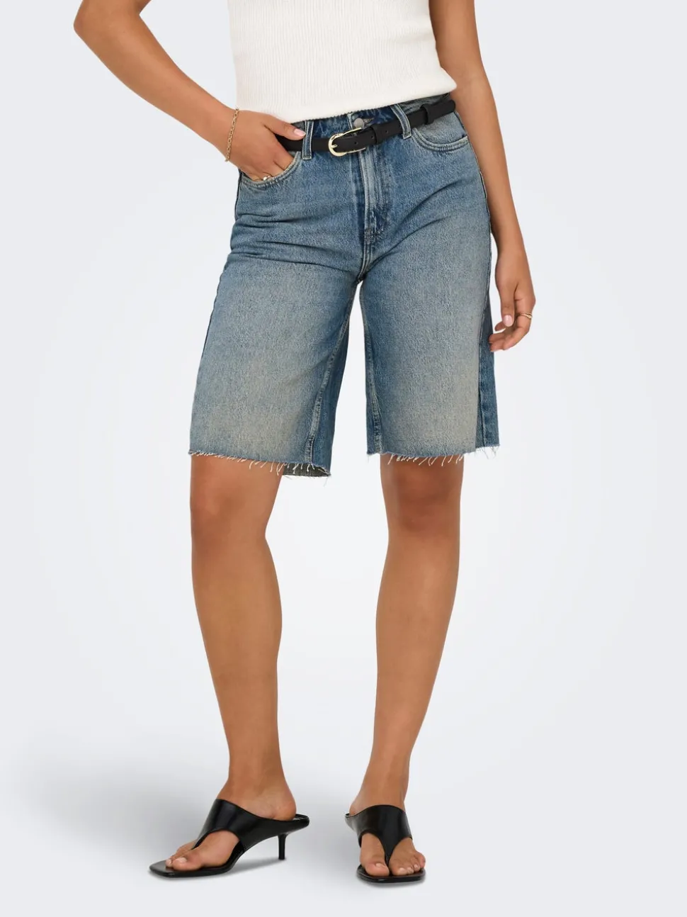 ONLCARO Hög midja Lös passform Denimshorts