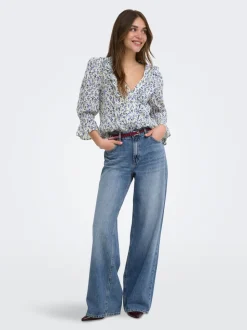 ONLCHARLOT Medelhög midja Vida ben Jeans