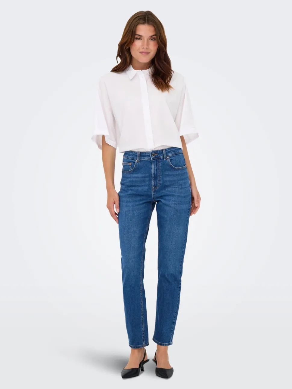 ONLEMEL Hög midja Rak passform Ankellängd Jeans