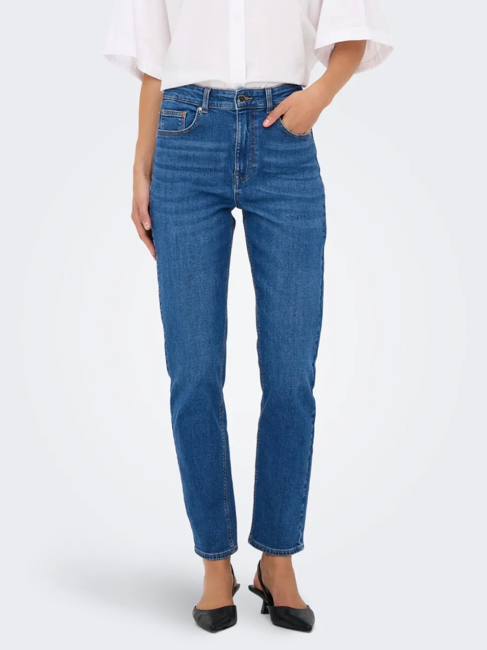ONLEMEL Hög midja Rak passform Ankellängd Jeans