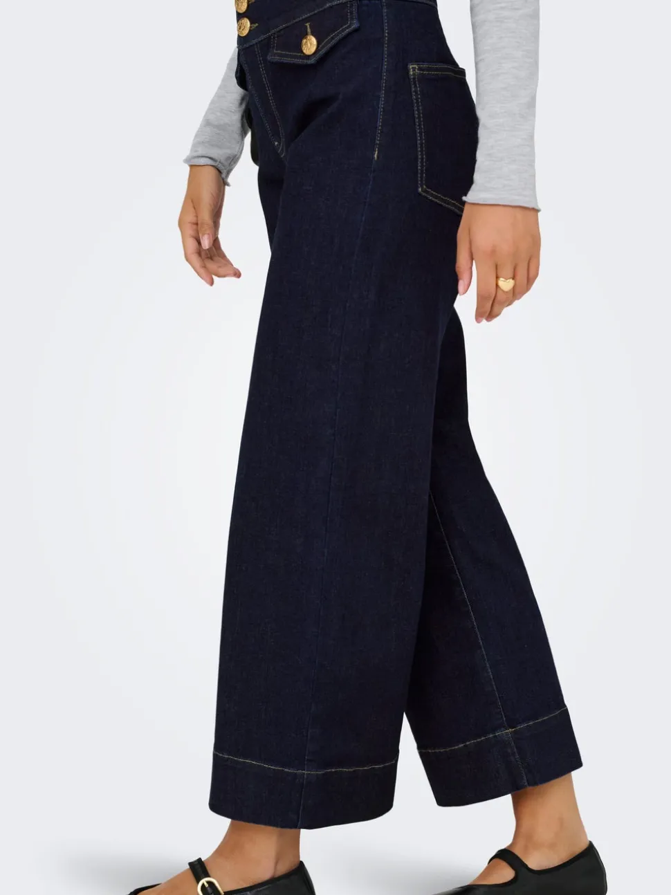 ONLEMILIA Hög midja Bred passform - Beskuren Jeans