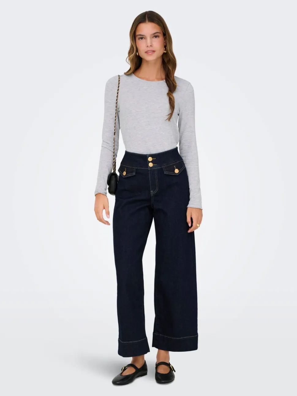 ONLEMILIA Hög midja Bred passform - Beskuren Jeans