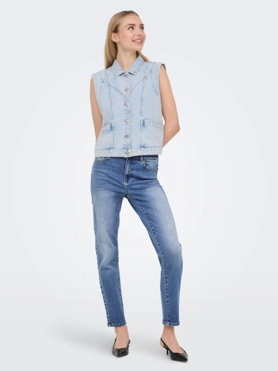 ONLEMILY-MILA Hög midja Rak passform Ankellängd Jeans