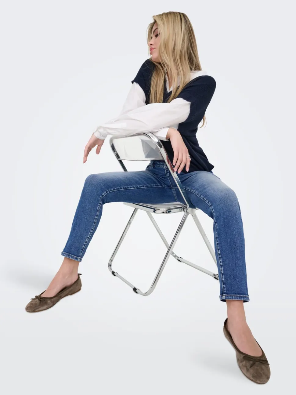 ONLEMILY-MILA Hög midja Rak passform Ankellängd Jeans