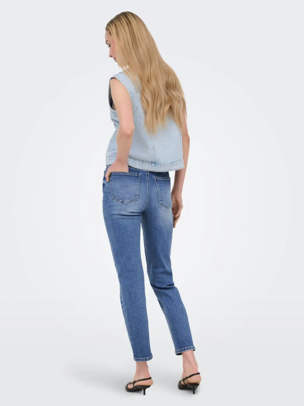 ONLEMILY-MILA Hög midja Rak passform Ankellängd Jeans