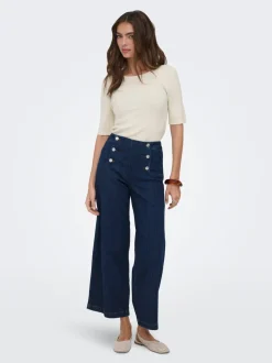 ONLNEW Hög midja Bred passform - Beskuren Beskuren Jeans