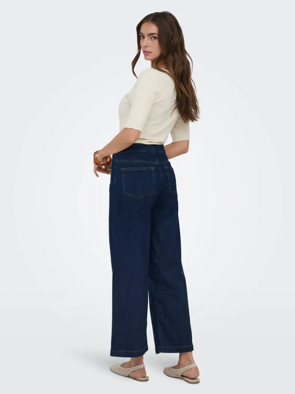 ONLNEW Hög midja Bred passform - Beskuren Beskuren Jeans