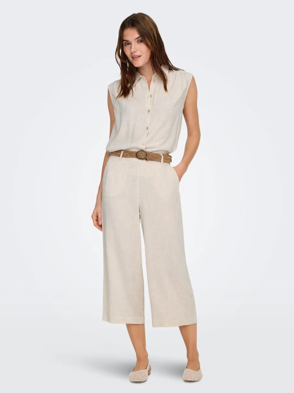 ONLSIESTA Cropped Fit Linne Culottebyxor