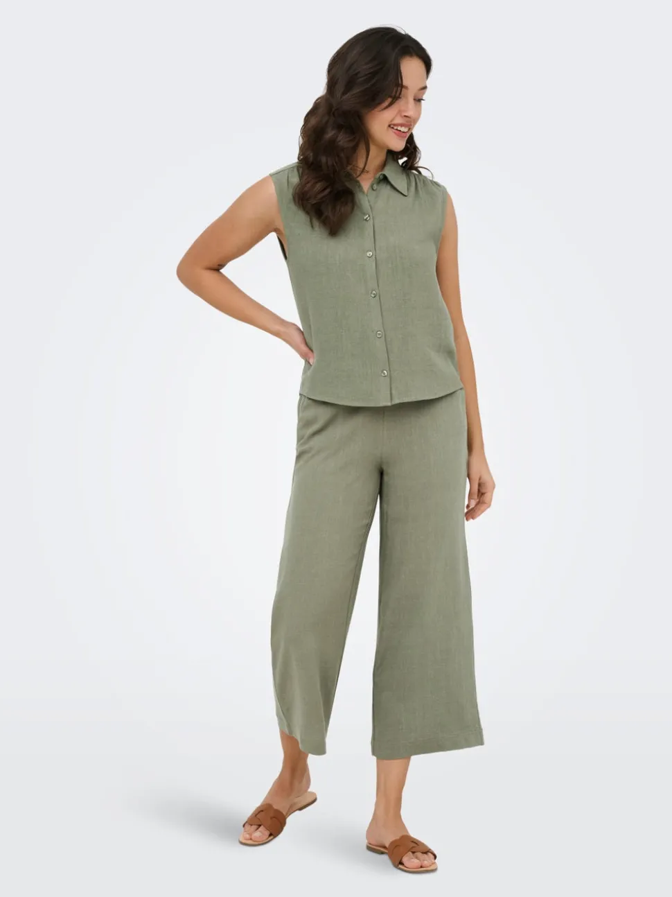 ONLSIESTA Cropped Fit Linne Culottebyxor