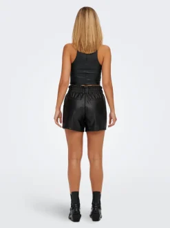 ONLSTEPHANIE Normal passform Shorts i läderimitation