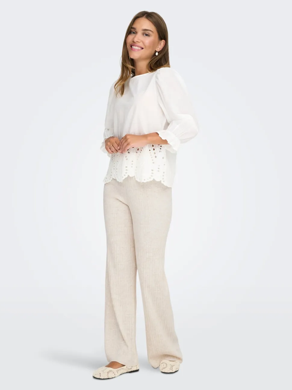 ONLTHEA Baggy Fit Stickade byxor