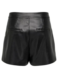 ONLTRICIA Medelhög midja Baggy Fit Shorts i läderimitation
